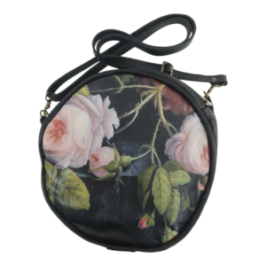 Round Marble Rose Leather Shoulder Bag