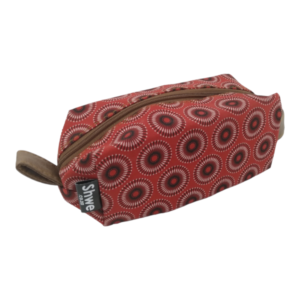 Red Toiletry Bag With Leather Strap 20x12x10cm