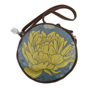 Round Yellow Flower Leather Shoulder Bag