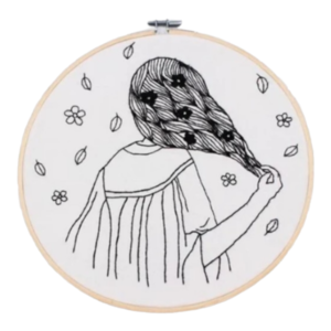 Girl With Braids Embroidery Art Kit