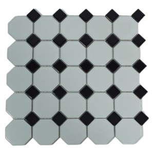 Mosaic Tile (Victorian) | Black & White Gloss (30x30cm)