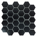 Mosaic Tile (Hexagon) | Satin Black (30x30cm)