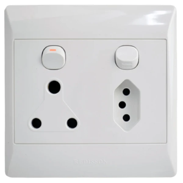 Redisson Single Socket + Euro Socket 125 x 125mm White_D02E