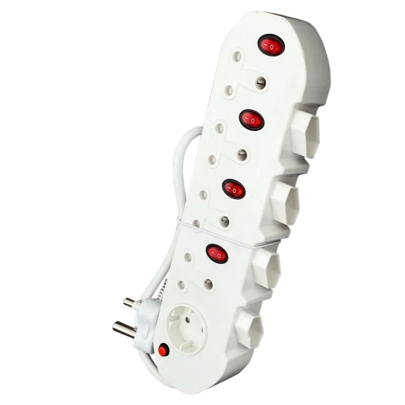 Safy Multiplug | 9-Way with Cord and Switches, White