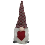 Soft Christmas Gnome Red Hearts & Grey Hat 27cm_6922#_1