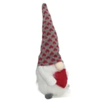 Soft Christmas Gnome Red Hearts & Grey Hat 27cm_6922#_2