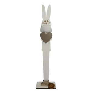 Standing Wooden Bunny Decoration White 9.5 x 38cm_BUNJUMP_1