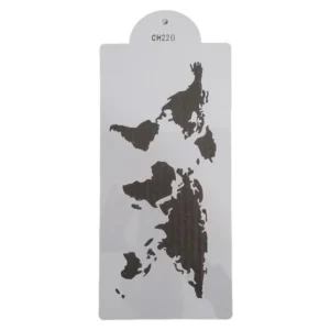 Plastic Stencil World Map Pattern, 15 x 31cm_CH226