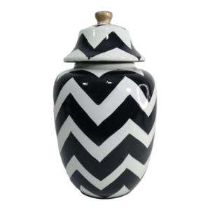 Black & White Ginger Jar | Zig-Zag (34x15cm)
