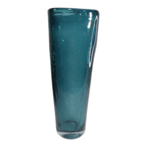 Tall Blue Square Glass Vase | Rain