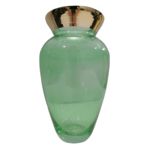 Glass Tear Drop Gold Rim Vase Mint Green, 26cm BIC43U1_1