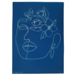 Silkscreen Stencil Face and Flower Line Art 17 x 14cm_D135_2