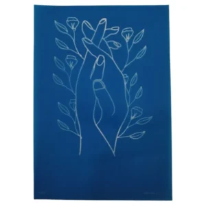 Silkscreen Stencil Floral Hands Line Art 17 x 14cm_D126_1