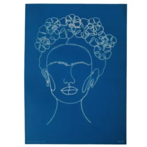 Silkscreen Stencil Frida Kahlo Line Art Face 17 x 14cm_D136_1