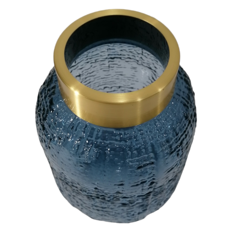 Vase With Gold Ring Midnight Blue, 17cm CCA86U1_2