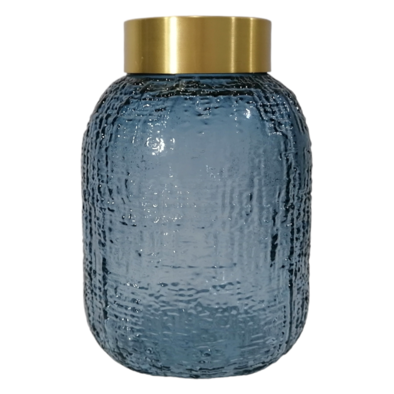 Vase With Gold Ring Midnight Blue, 17cm CCA86U1_4