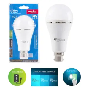 Eurolux Rechargable LED Globe _ 9W_ Cool White. B22_G1109BC_1