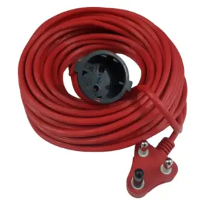 Red Extention Cord with Round Schuko Adaptor _ 20m_ERL020_1