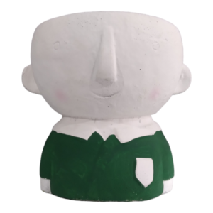 Boy In Green Cement Planter | 18x16cm
