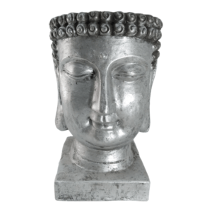 Silver Buddha Head Planter | 24 x 33.5cm