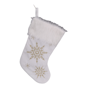hristmas Stocking _ White with Gold Snowflake_NC3722_2
