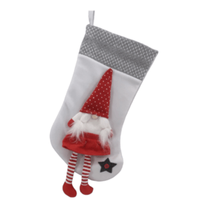 Christmas Stocking _ White with Red Gnome_C2318_1