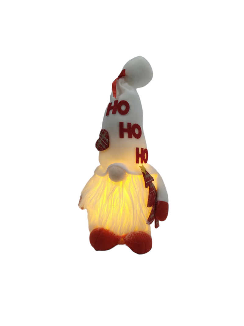 Glowing Soft Christmas Gnome _ White_ Ho Ho Ho_CD-23B_1