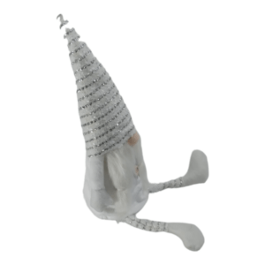 Soft Christmas Gnome _ White _ Silver_ Sitting_C2329_2