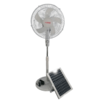 Solar Rechargeable Standing Fan with Solar Panel White FT63_2