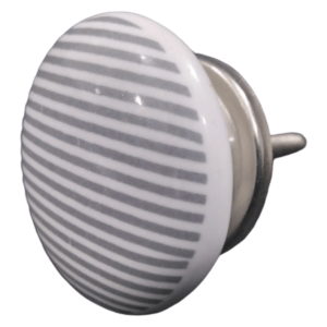 Ceramic Knobs | White with Grey Strips