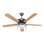 Radiant 5-Balde Ceiling Fan _ Satin Chrome, Light Wood JX06_2