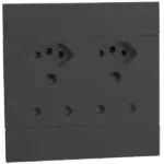 Veti 2 Wall Socket | Double RSA & Double V-Slim, Charcoal