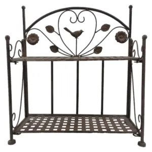 Antique Shelf with Bird Figures | 2 Rack, Rust