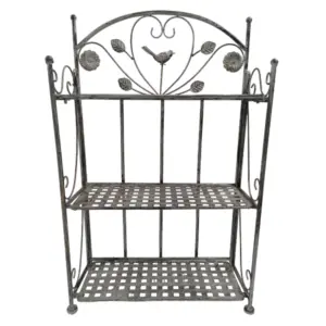Antique Shelf with Bird Figures | 3 Rack, Grey