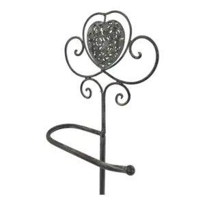 Antique Standing Toilet Roll Holder with Heart | Grey