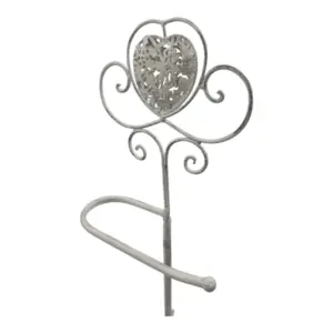 Antique Standing Toilet Roll Holder with Heart | White