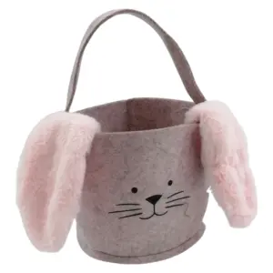 Felt Easter Bunny Basket with Floppy Ears _ Pink_ 16.5x15cm_EA001_1