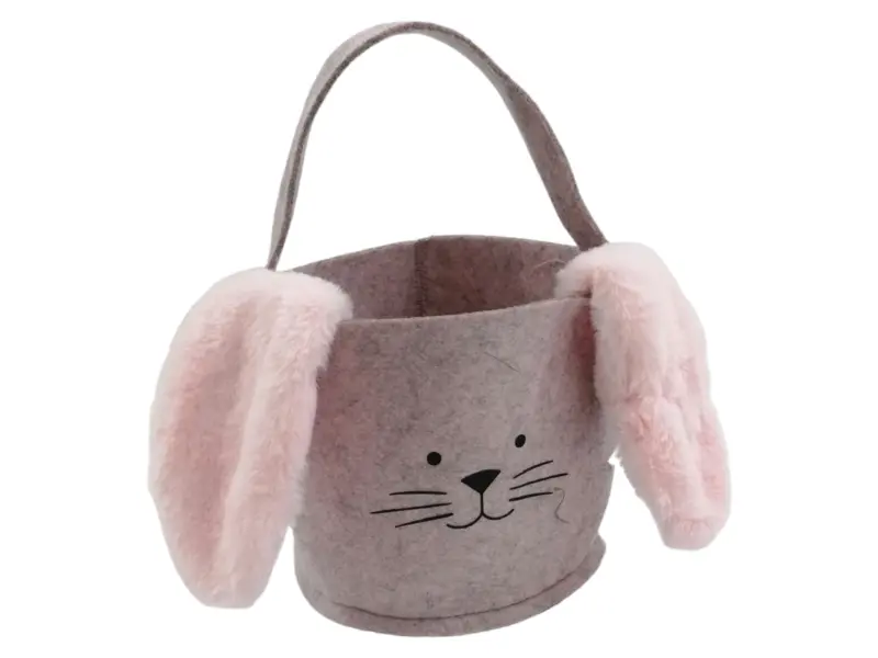 Felt Easter Bunny Basket with Floppy Ears _ Pink_ 16.5x15cm_EA001_1