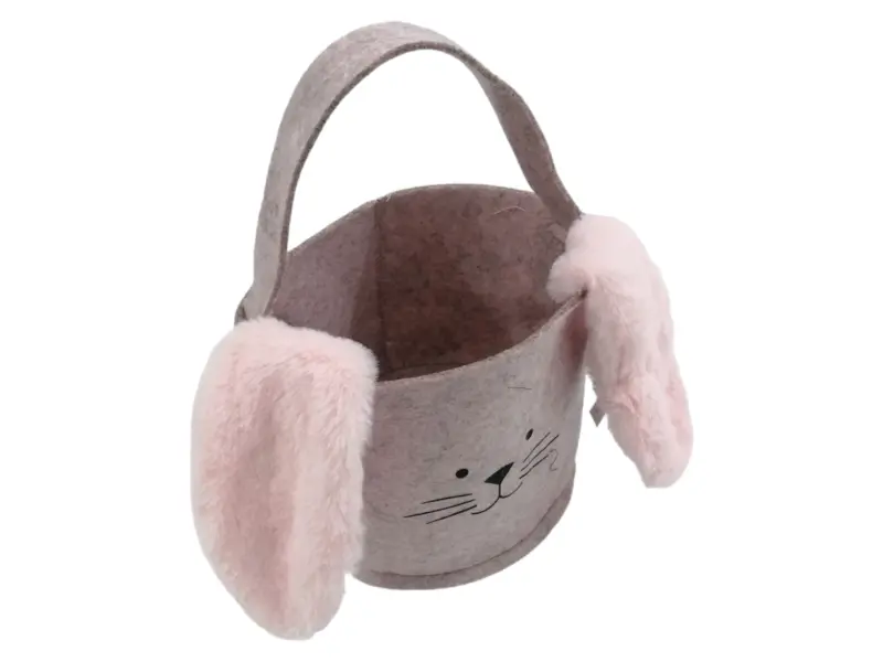 Felt Easter Bunny Basket with Floppy Ears _ Pink_ 16.5x15cm_EA001_2