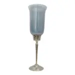 Hurricane Candle Holder Medium | Silver & Blue