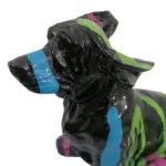 Polyresin Basset Hound Figurine Multicoloured Stripes | Black, 20cm