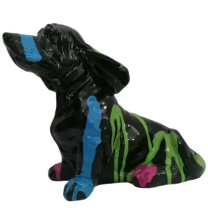 Polyresin Basset Hound Figurine Multicoloured Stripes | Black, 20cm