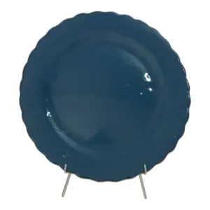 Round Terracotta Platter Teal with Honeycomb Edge