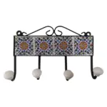 Wall Mounted 4 Hooks with Mosaic Tile Mix Floral_U10015_1