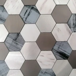 Hexagon Adhesive Mosaic Tile Aluminium & Ice Blue Mix_FTSO7031_3