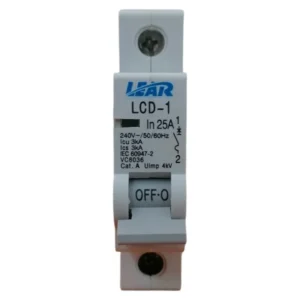 Lear LCD-1 Circuit Breaker, 25A, 1-Pole, DIN Rail, 240V, 3kA_10219_1
