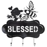 Blessed Wall Fixture with Hooks Steel Black_JY23505BK_1