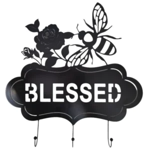 Blessed Wall Fixture with Hooks Steel Black_JY23505BK_1
