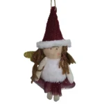 Hanging Fabric Angel Christmas Decoration Red & White_NC1073A_1