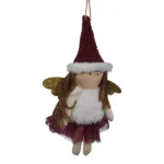Hanging Fabric Angel Christmas Decoration Red & White_NC1073A_2